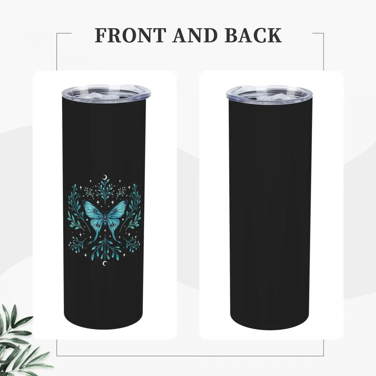 Mystical Moon Moth - Turquoise Stainless Steel Tumbler Vacuum Insulated Mugs Thermal Cold Cups Straw With Lid 20oz