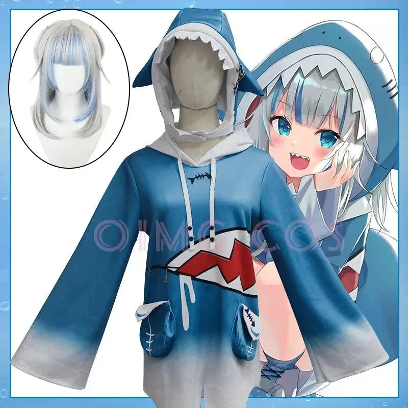 ROLECOS Hololive Gawr Gura Cosplay Costume Honkai Impact Carnival Uniform Wig Anime Halloween Costumes Women Game Full Set Tail