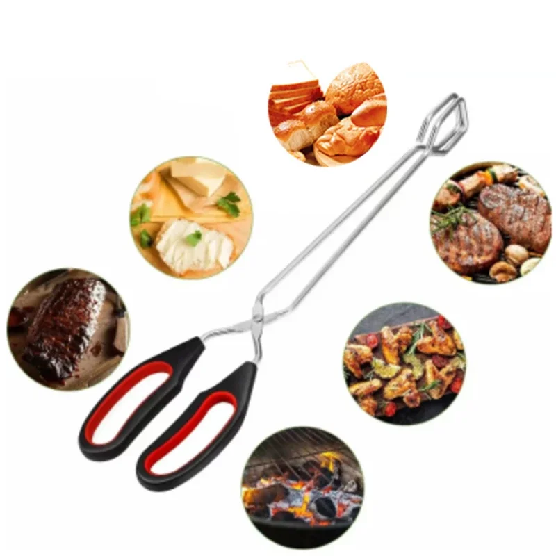 BBQ Tools Barbecue Scissor Tongs Grilled Food Tong Long Handle Scissor BBQ Bread Roast Clip Kitchen Baking Tongs BBQ Accessories