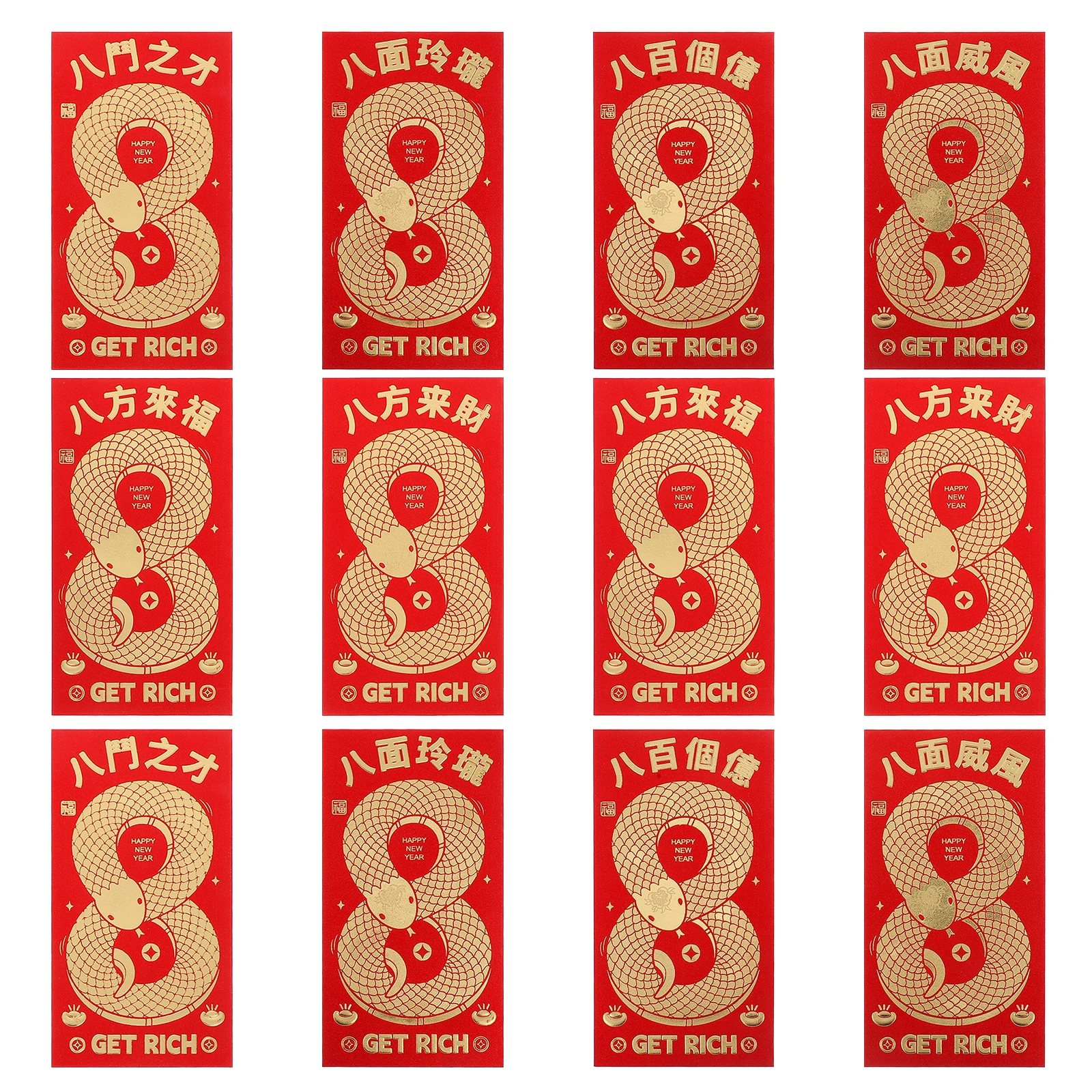 

12 Pcs Red Envelopes Chinese New Year Cash Stuffing Money Boxes Decorative Lunar Calendar Gift Envelopes Hong Bao Wedding