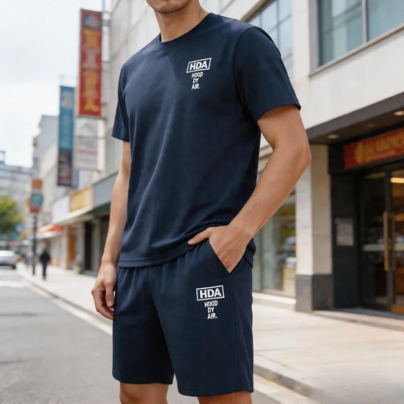 

Male Spring Summer Home Outdoor Comfort Tees Set 2026 New in Mens Tracksuit T-shirt + Shorts Urban Causal Sports Outfit