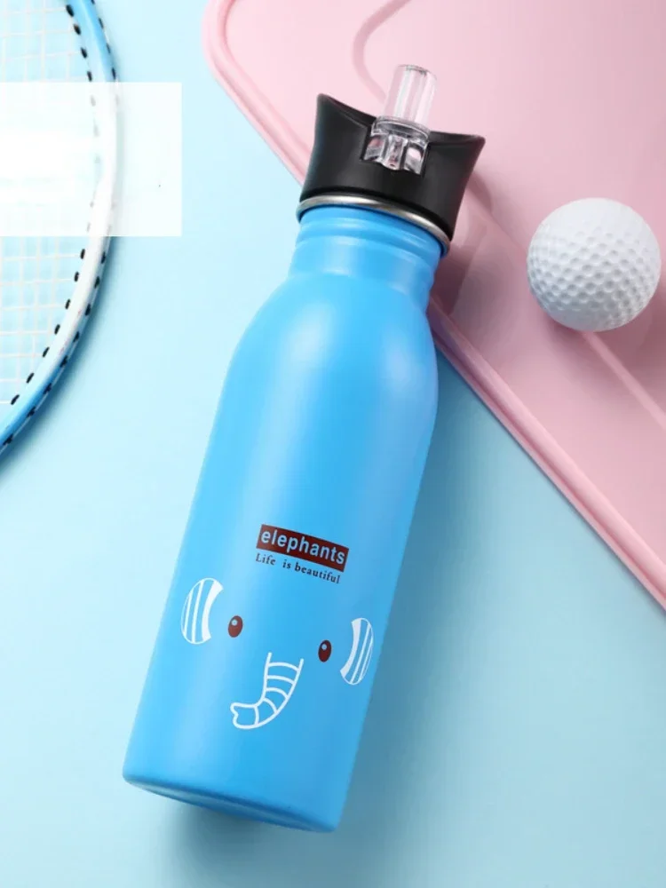 AliExpress NONE 500ML Children Portable Stainless Steel Straw Bottles Sports Water Bottle for Kids Outdoor Cycling Camping Bicycle Bike Kettle