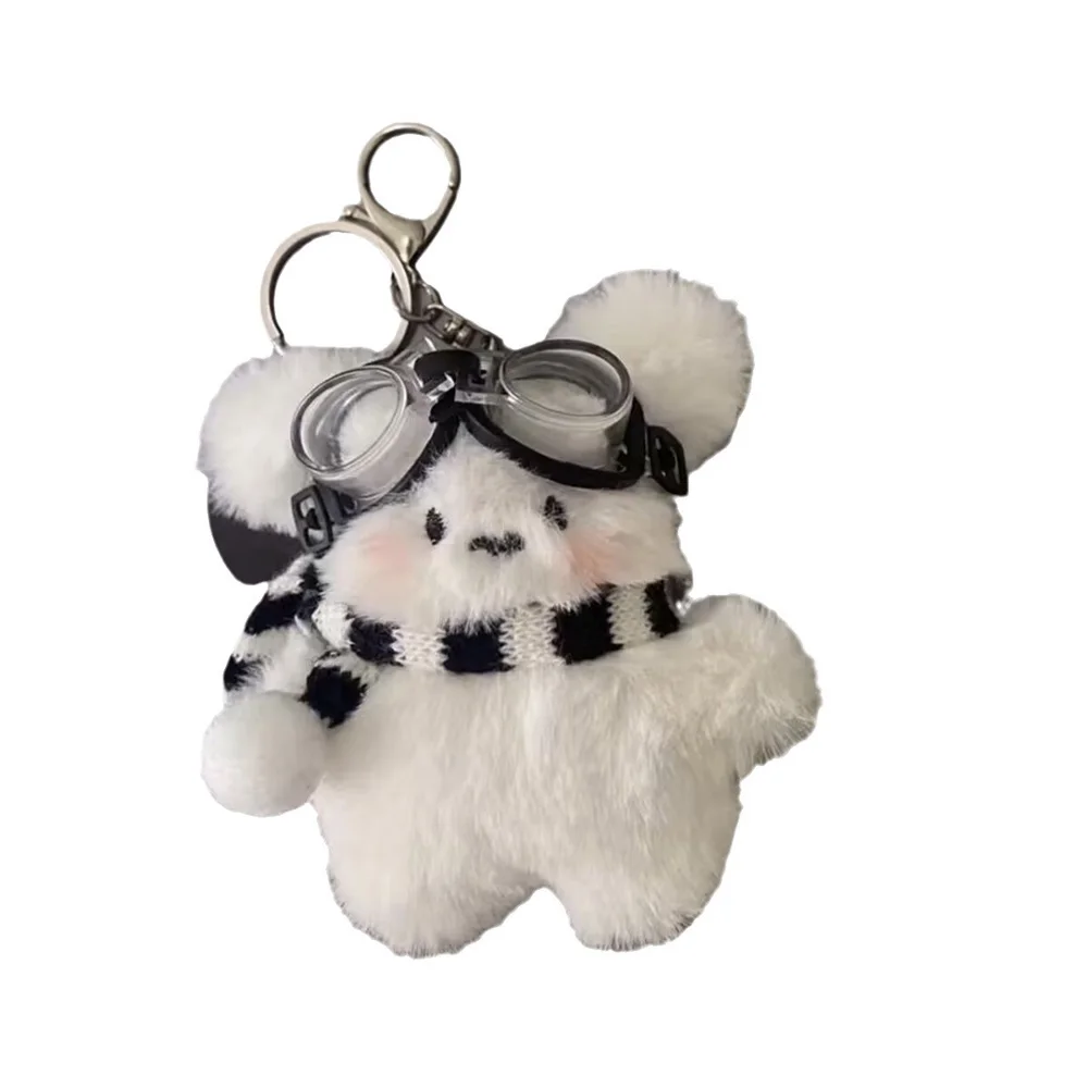 Little Milk Dog Doll Keychain Plush Doll Bag Pendant Creative Instagram Style Animal Bowknot Keyring Fashion Car Keychain