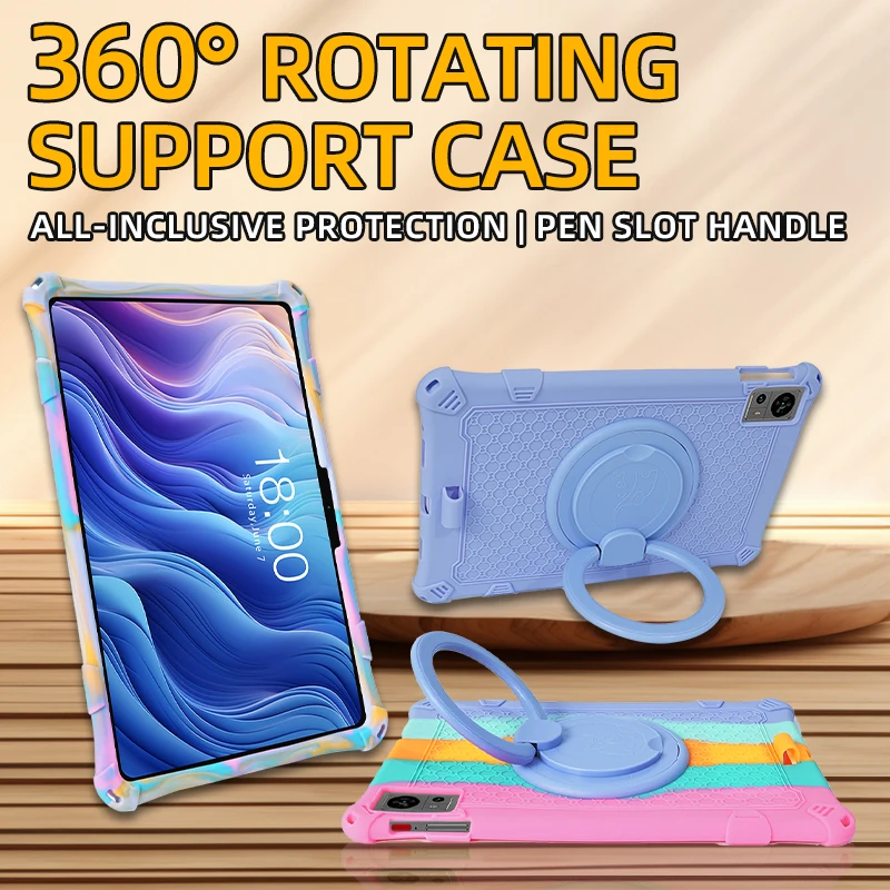 360 Rotating Soft Silicone Case For Teclast T60 12 inch Stand Cover With Handle Grip Shoulder Strap Kids Funny Capa