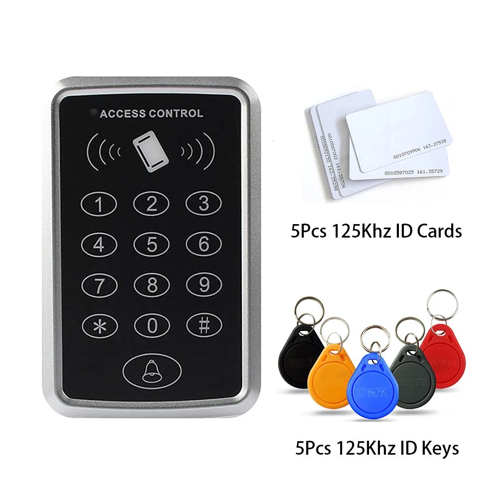 125Khz 13.56Mhz ID/IC RFID Opener Keypad EM Card Reader Access Control System Door Lock +10pcs Tag