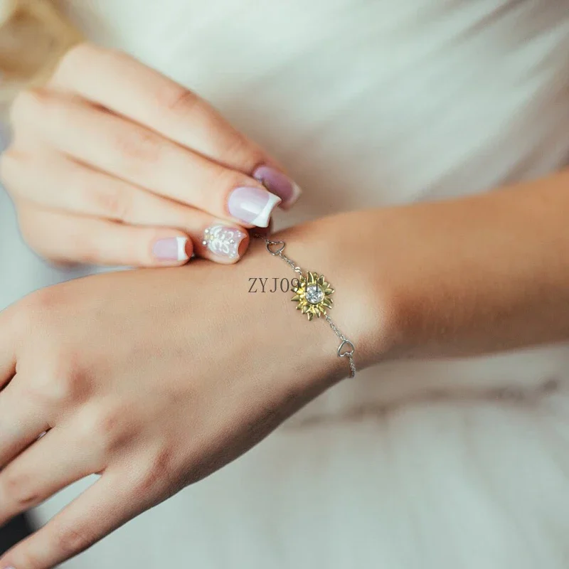 مويسانيتي سوار للنساء عباد الشمس أصيلة 925 فضة المرأة اليد معتمد سوار على شكل قلب فتاة مجوهرات