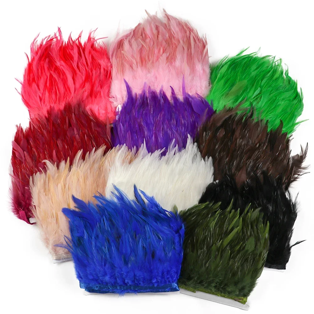 2/5/10 Meter Rooster Feather Ribbon Trims 8-12CM for Crafts Cock Feathers Fringe Christmas Party Dress Sewing Accessory Plumes