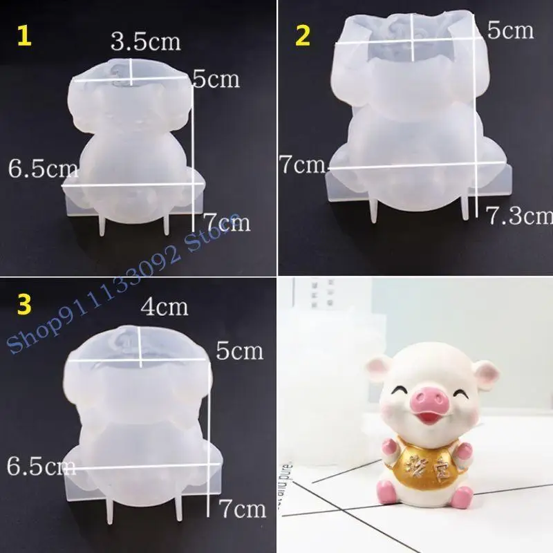 

H9ED DIY Silicone Mold Jewelry Making Pig Mirror Crystal Resin Mold Handmade Craft
