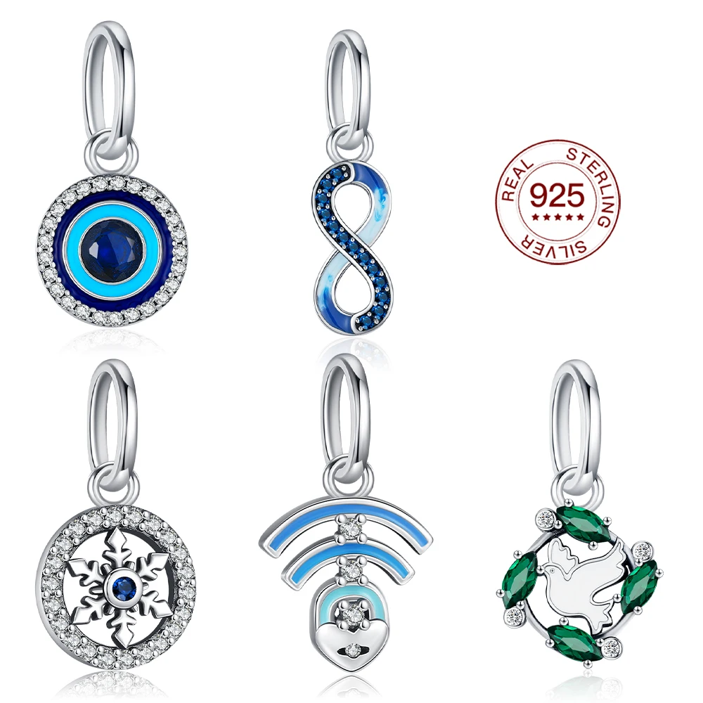 

925 Sterling Silver Demon Eye Pendant Charm For 3mm Snake Bone Chain DIY Ladies Elegant Jewelry Fashion Summer Beads Gifts