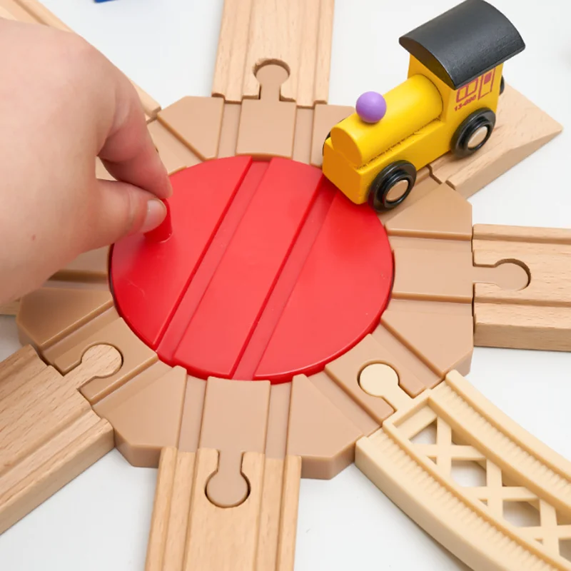 Plastic Wooden Train Track Accessories Curves Track Train Track Joint Wooden Railway Scene Educational Toy For Kids
