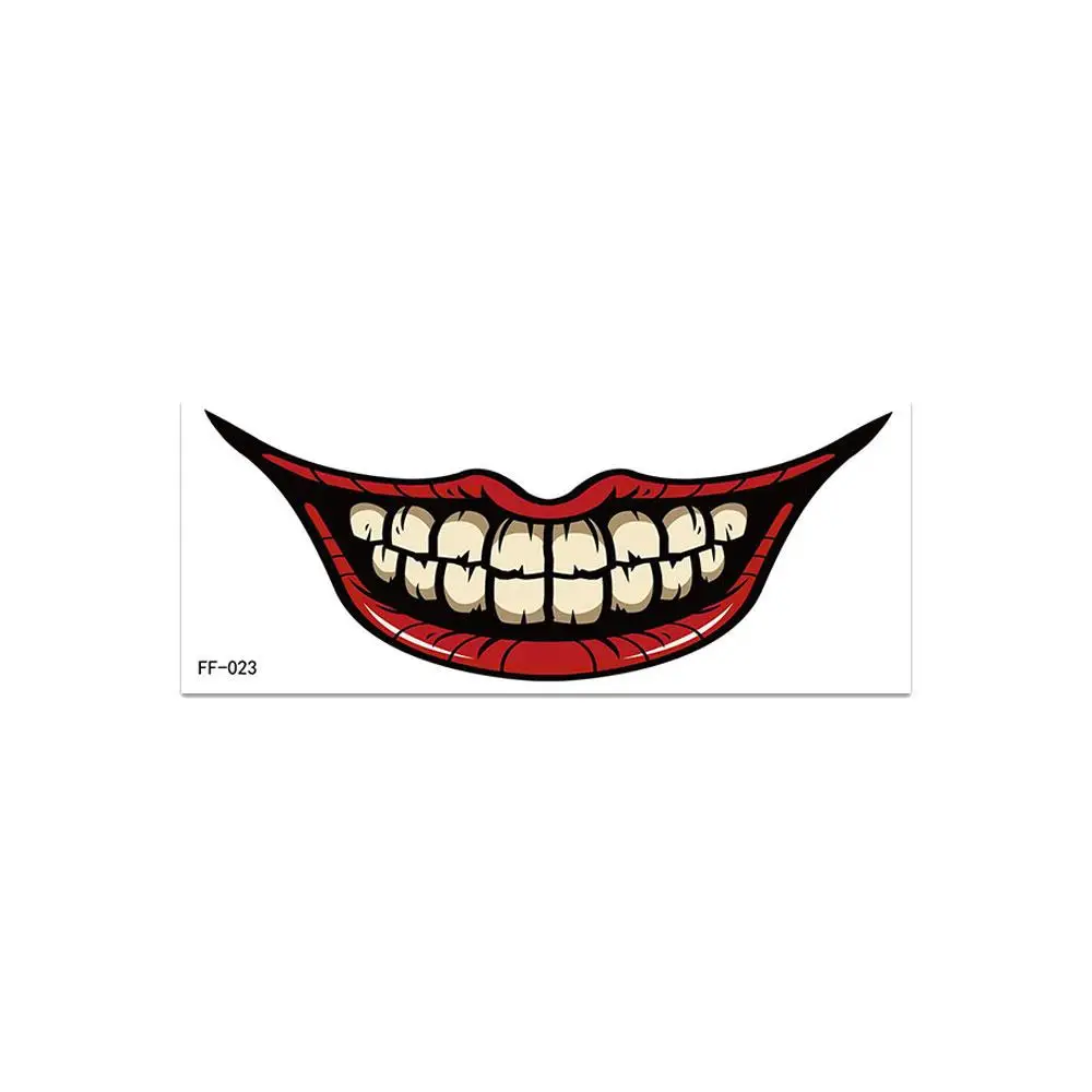 Pegatinas de tatuaje de PVC para Halloween, 1 piezas, labios de terror, sonrisa, impermeable, herramienta de maquillaje divertida, pegatinas de belleza, boca grande, A2W9