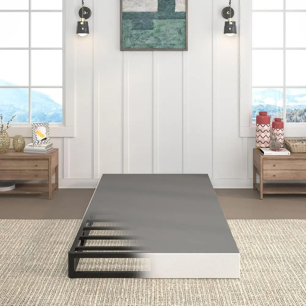7 Twin Heavy-Duty Metal Box Spring, 3000 lbs Capacity, High Profile, Noise-Free, Easy Assembly, Fabric Cover