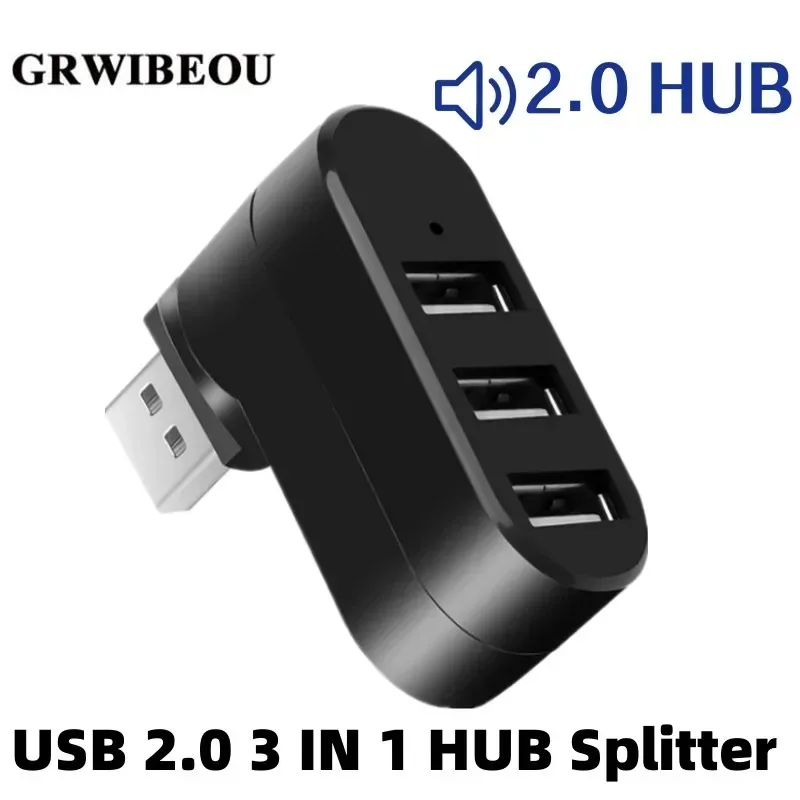 

GRWIBEOU USB Hub 3.0 Adapter Rotate High Speed U Disk Reader Splitter 3 Ports USB 2.0 for Computer Laptop Mac Mini Accessories