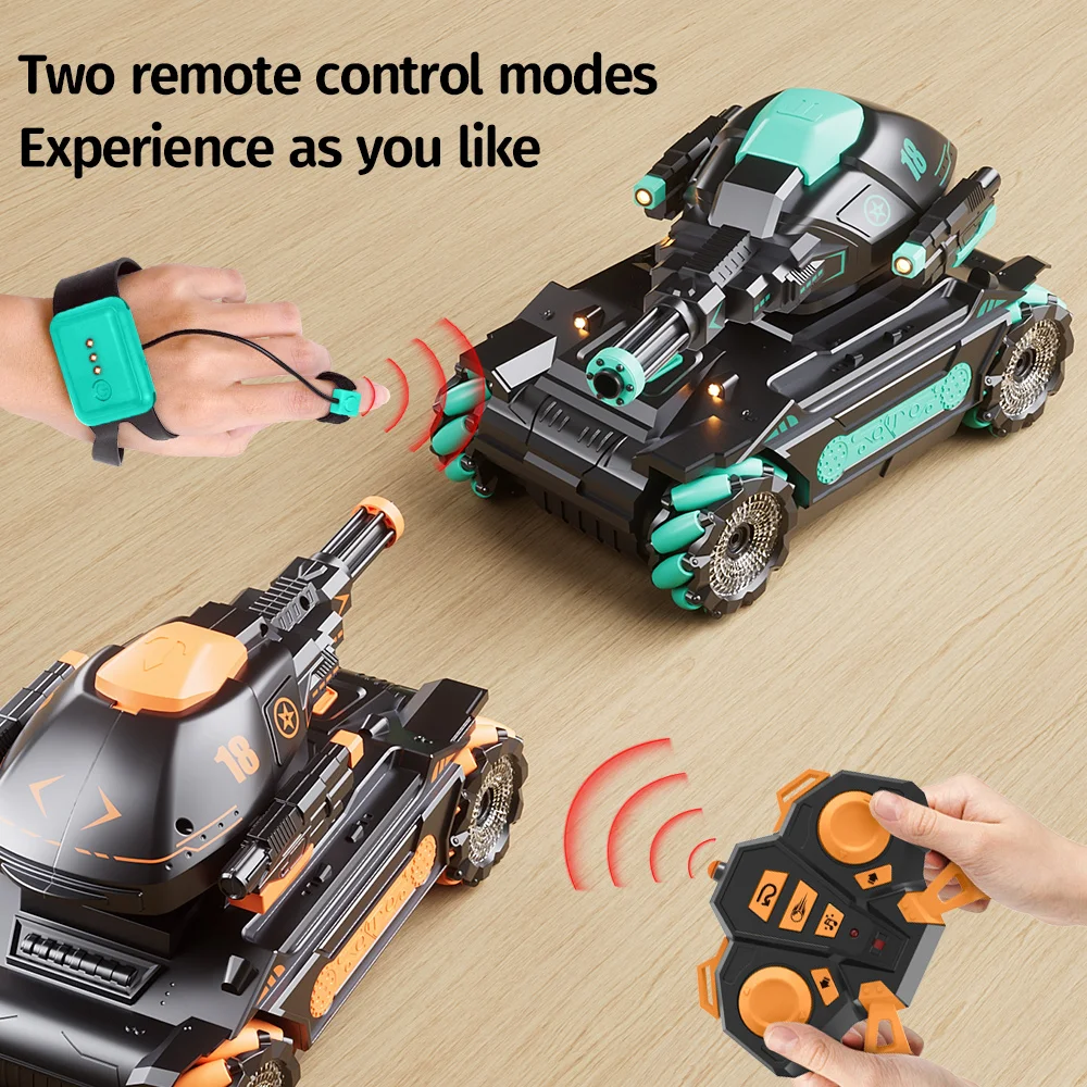 Controle Remoto Tiro Balas de Água para Meninos e Meninas, RC Tank Car, Gesto Stunt Gift, Jogos Familiares, 6 + Anos