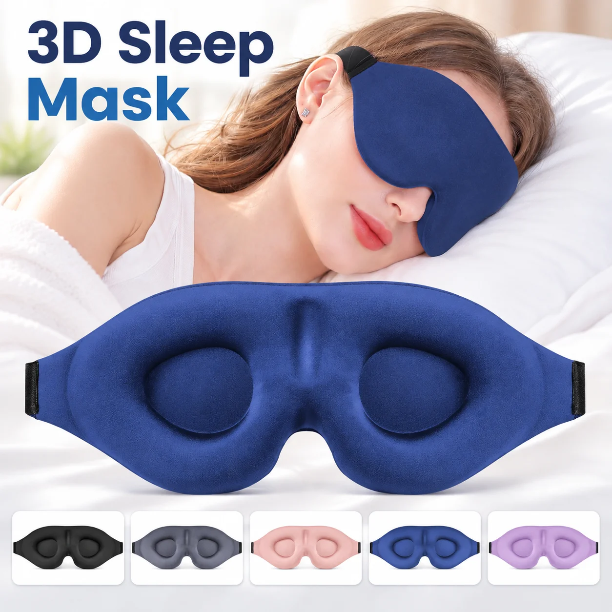 3D Sleep Mask Adjustable Eye Cover Soft Shading Eye Mask for Travel Nap