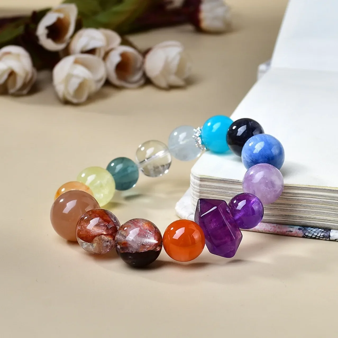 

Natural Amethyst, Kyanite, Red Glue Flower Duobao Bracelet, Women's Light Luxury Fashion Lucky Bracelet, Jewelry, Gifts