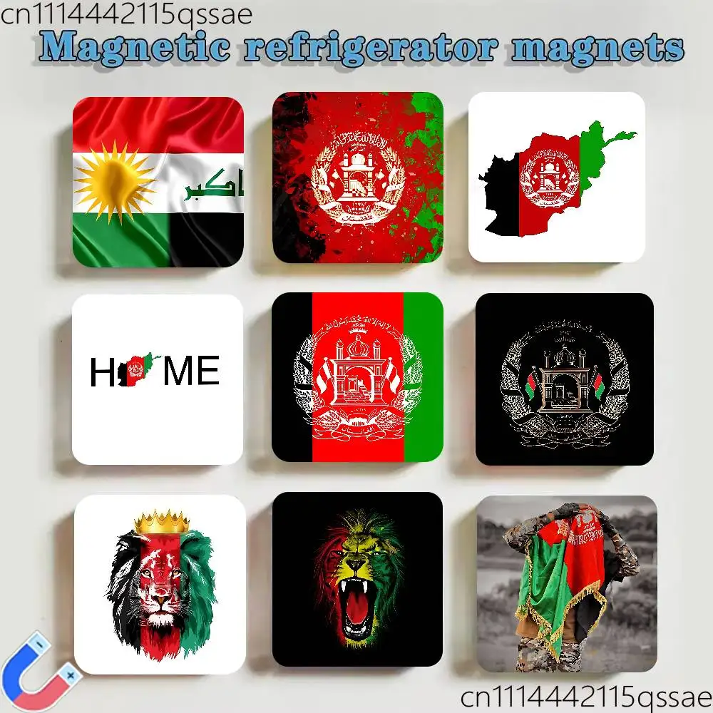 Afghan Afghanistan Flag Acrylic Refrigerator Magnets Square Sticker Kitchen Office Decor Creative Birthday Craft Gift