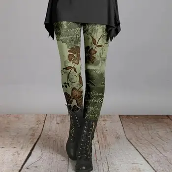 탄성 맞는 레깅스 신축성있는 맞는 바지 빈티지 에스닉 스타일 플라워 프린트 여성 스키니 팬츠 가을/겨울 슈퍼