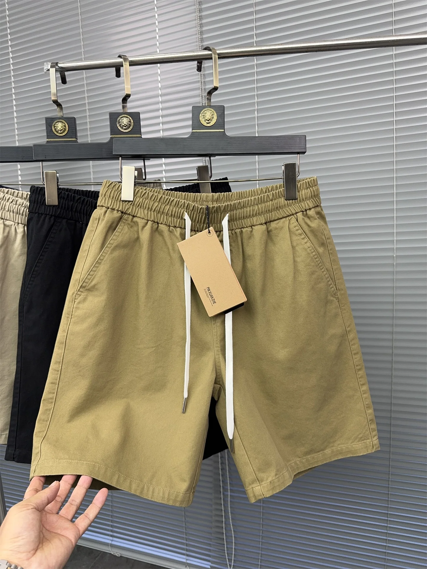 

Svip Men's Casual Straight Leg Workwear orts 00 Cotton Summer Breathable Comfortable Five-Quarter Length Elastic Waist