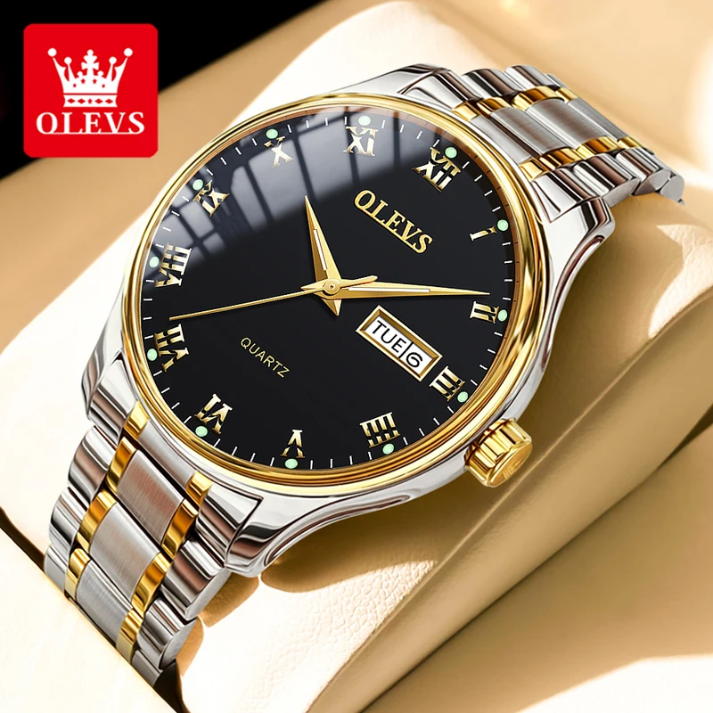 

OLEVS 5568 Luxury Brand Quartz Men's Watch Business Roman Digital Stainless Steel Waterproof Calendar dial Top Fashion Men Watch