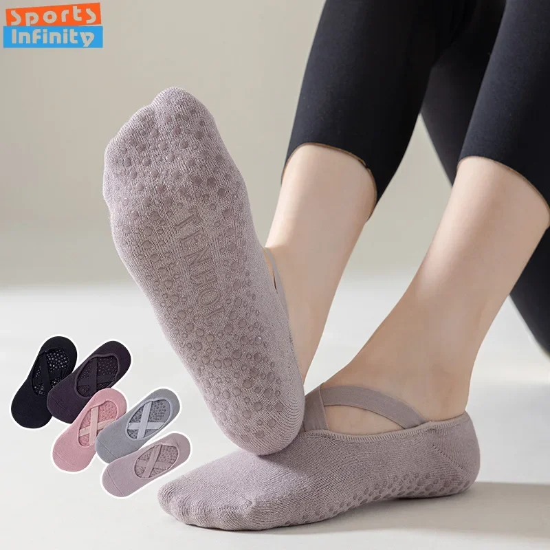 Eur35-41 Professional Pilates Socks for Women Silicone Anti Slip Yoga Socks Indoor Floor Dance Gym Fitness Sports Socks Women