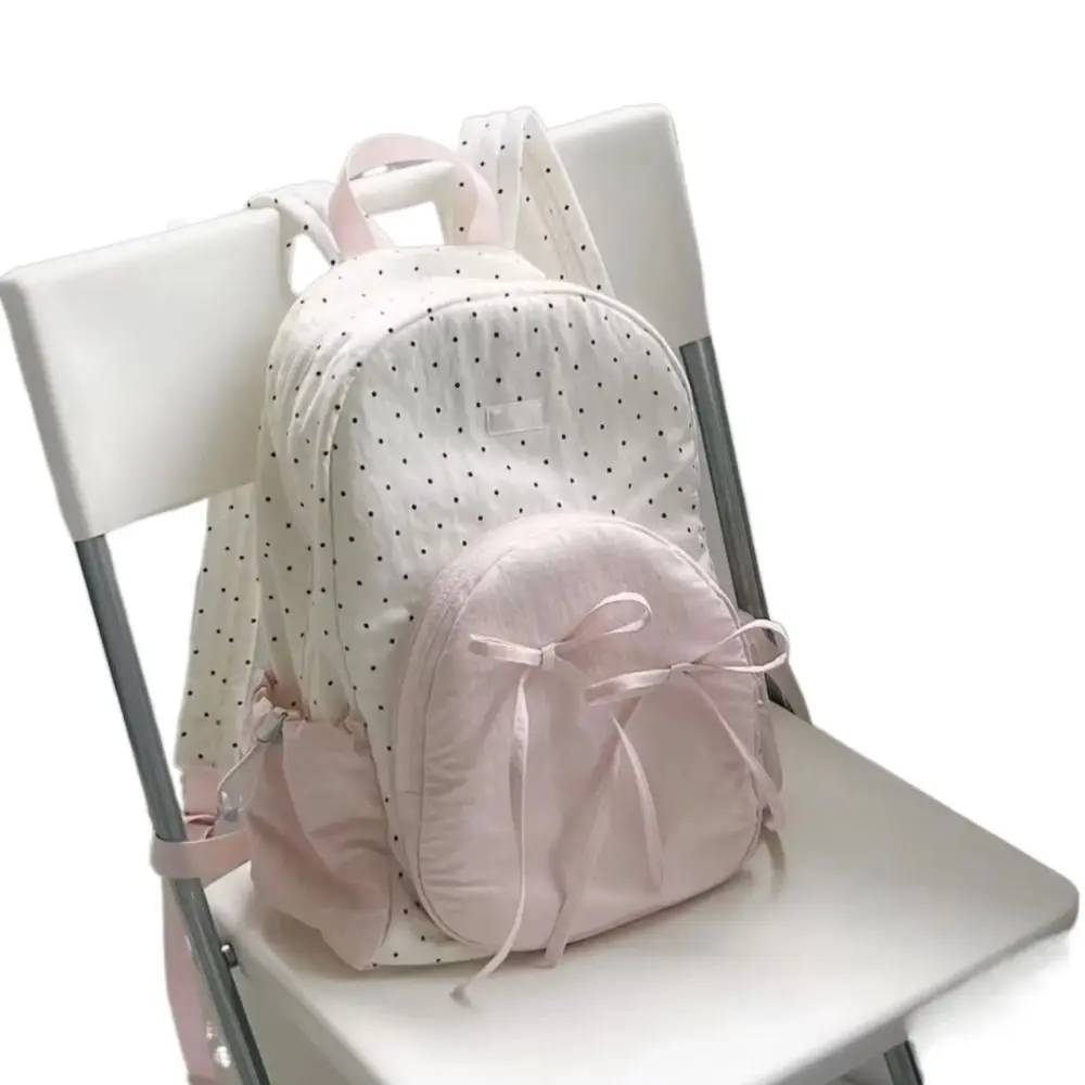 Nieuwe waterdichte polka dot rugzak lichtgewicht strikontwerp schooltas schattige zoete stijl schoudertas