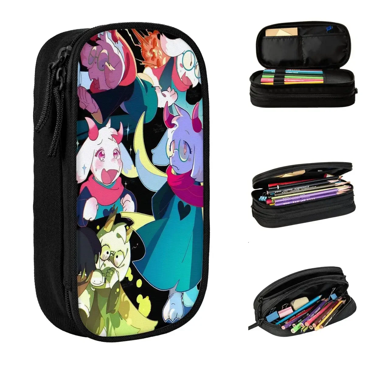 Fun Deltarune Ralsei Video Game Pencil Cases Pencilcases Pen Kids Big Capacity Bags Office Gifts Stationery