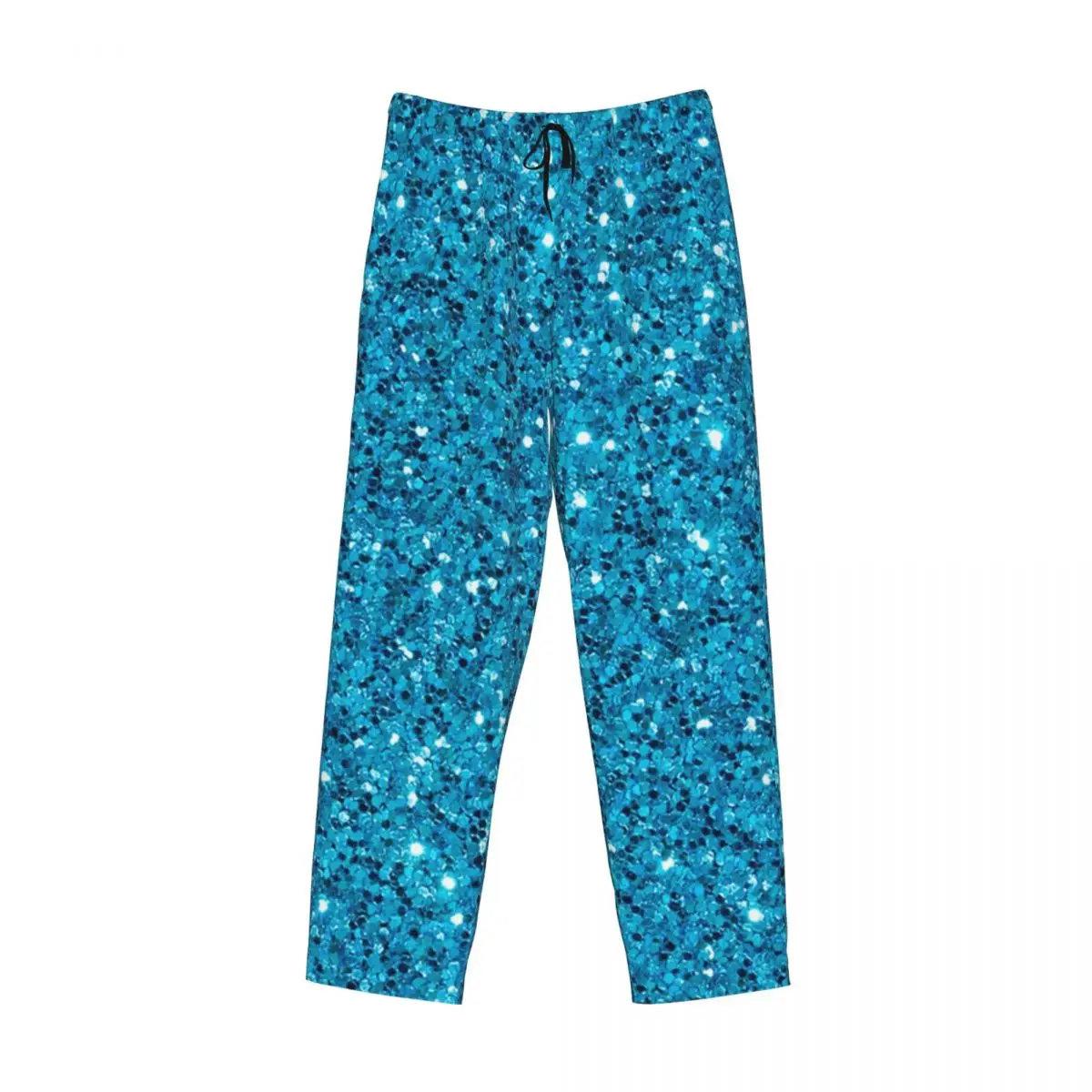 Custom Turquoise Glitter Sparkle Pajama Pants Men Sleepwear Sleep Lounge Bottoms with Pockets