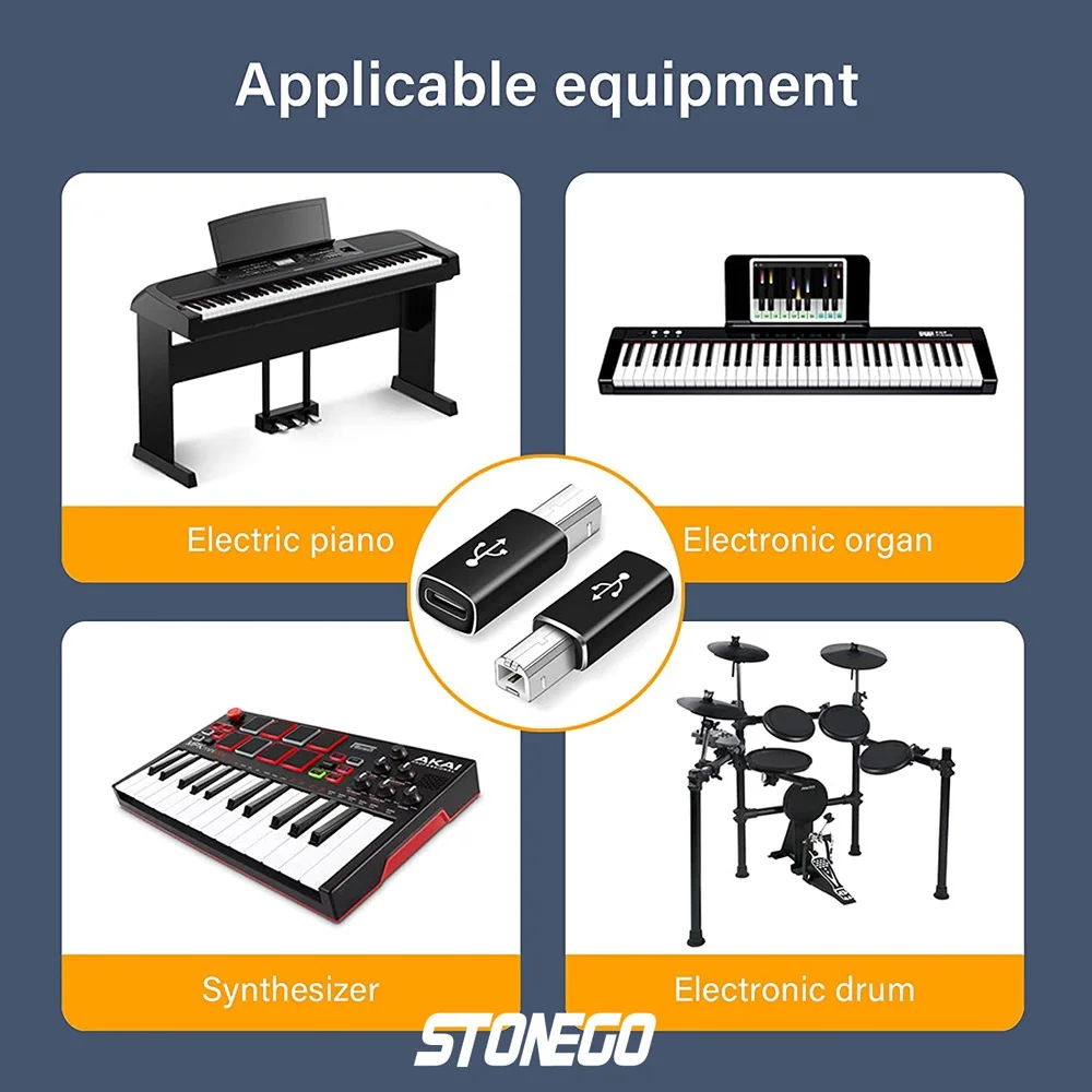 STONEGO Multifunctional Aluminum Alloy Type-C to USB Converter for Electronic Musical Instrument, Laptop, Printer