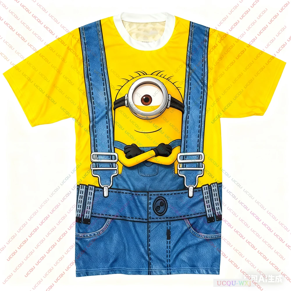 

Футболка с миньонами 2025 года, забавная и забавная одежда, одежда с анимационным персонажем, дышащий наряд модницы