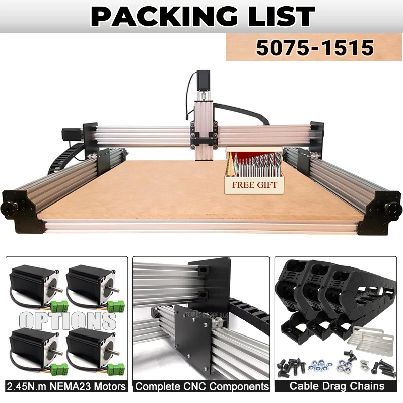مجموعة ميكانيكية BulkMan3D WorkUltra CNC V2.2 4 محاور TR8x8 نظام توتر للمسامير للخشب والمعادن والألومنيوم والأكريليك ومطحنة النقش