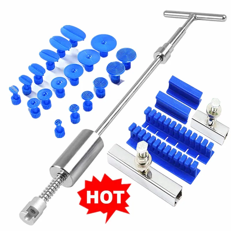 Car Paintless Dent Repair Tools Puller Removal Kit Slide Hammer Reverse Hammer Tool Body Suction Cup / Adhesive Blue Glue Tabs