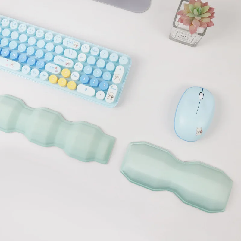 Gradient Color Keyboard Wrist Rest Mouse Pad Extra Thick Gaming Support Large Non-Slip Office Desk Mat with Memory Foam
