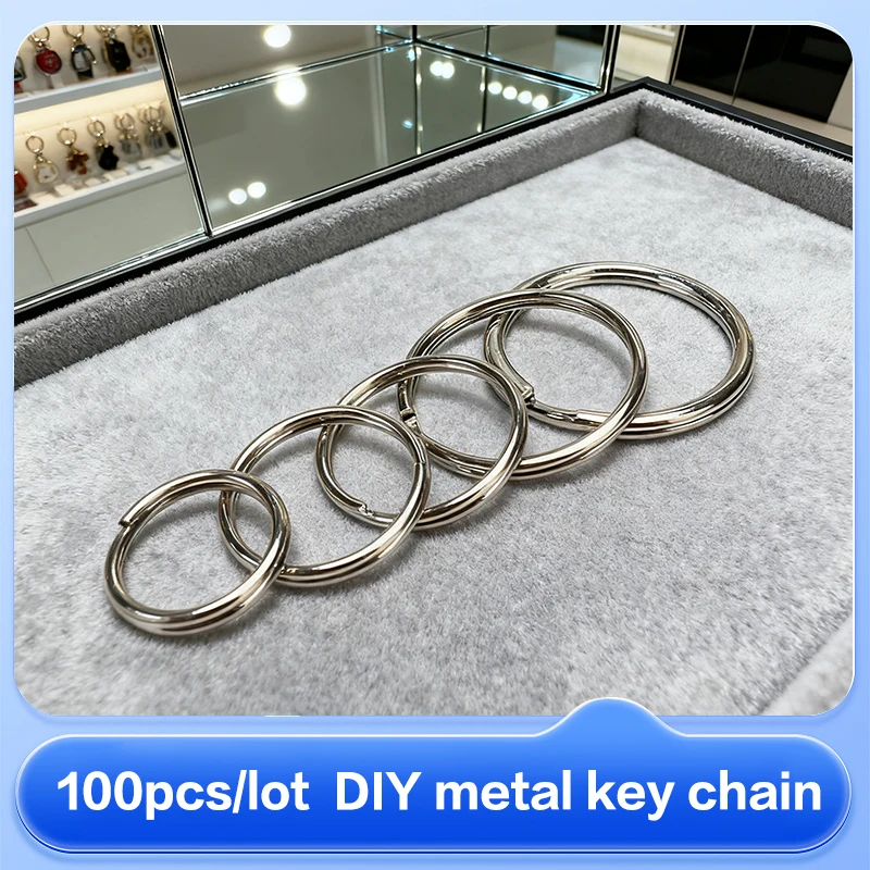 100pcs/lot Key Rings DIY Metal Key Holder Split Rings Hoop Metal Loop Keychain