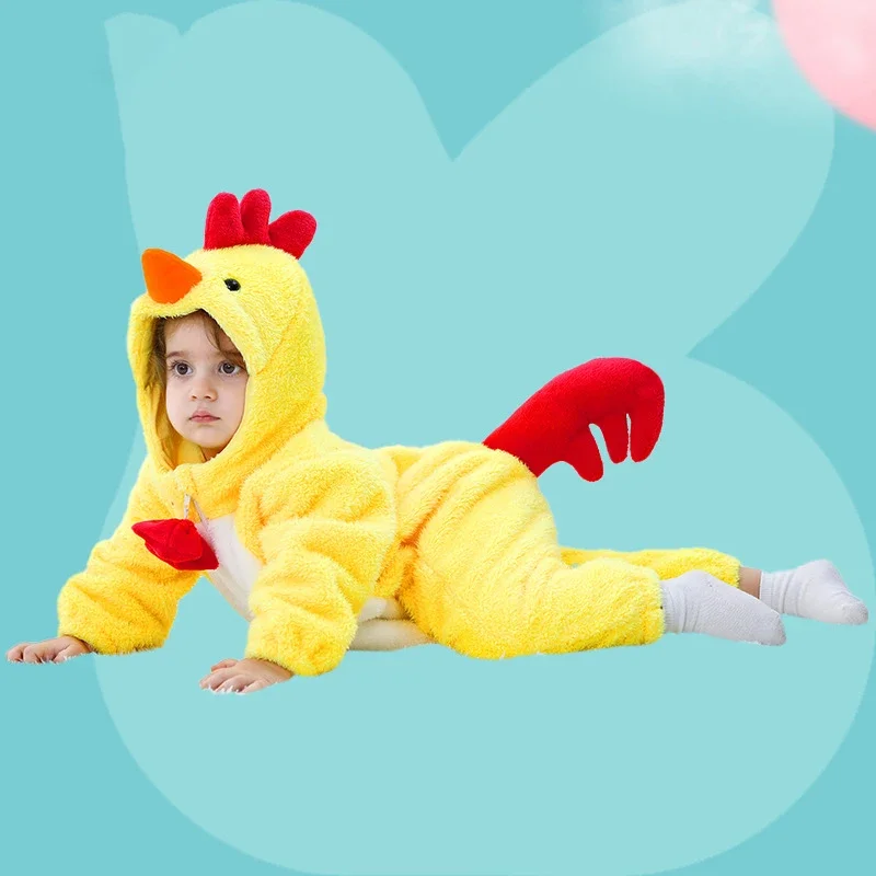 Winter Baby Girl Clothes Boy Bodysuit Newborn Chick Romper Fashion Toddler Pajamas Flannel Jumpsuit Infant Cosplay Onesie