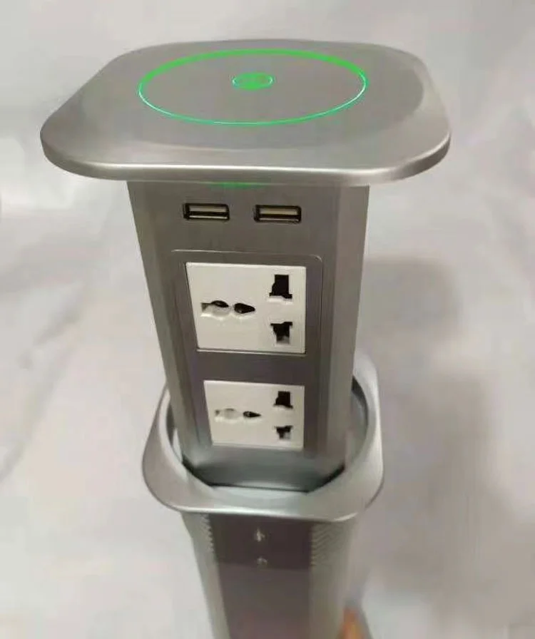 Pop Up Power Socket 4 UN Plug Socket + 2 USB Charging Connection Universal Electric Outlets Extension Socket