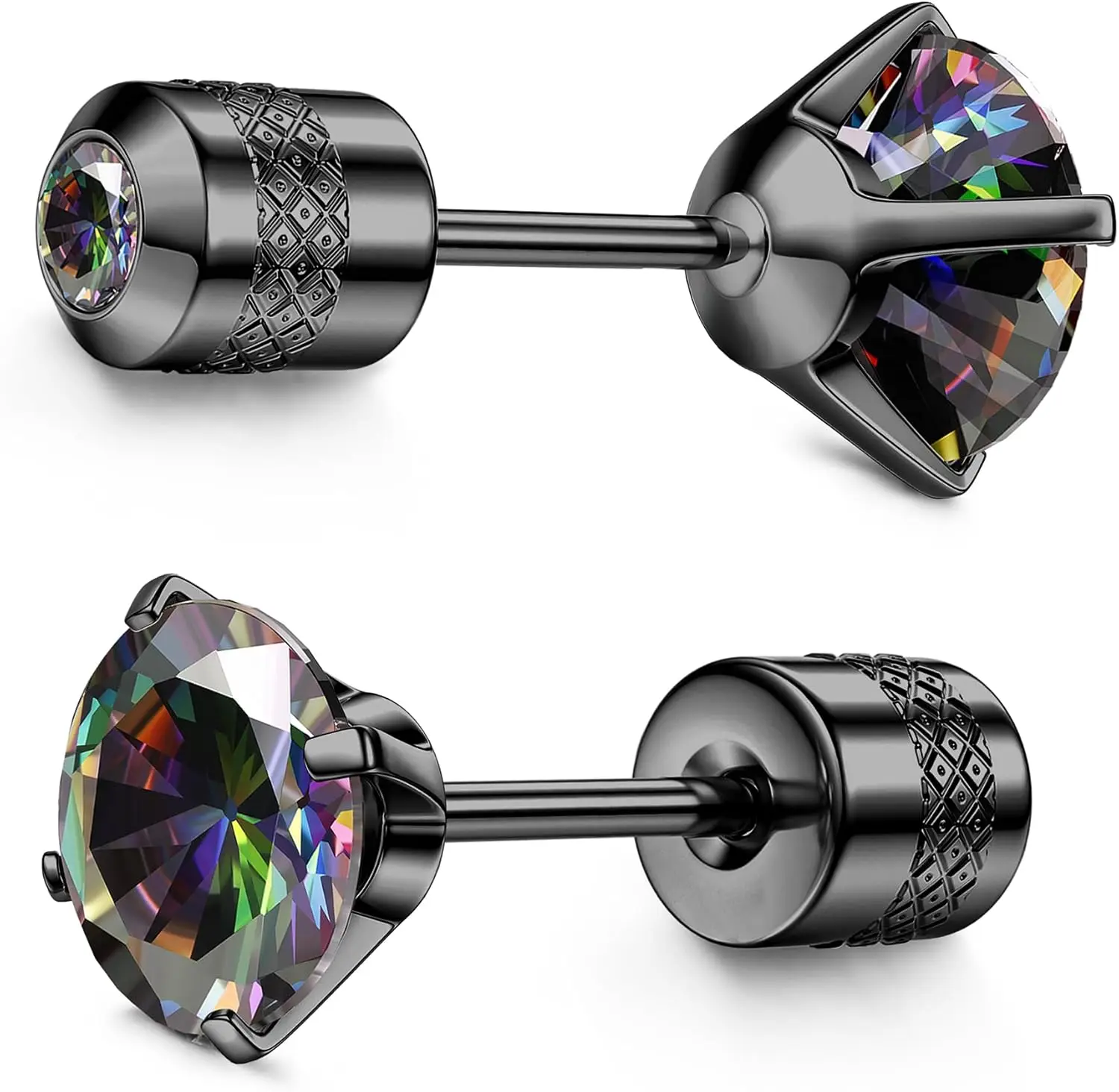 Hypoallergene G23 Implantatqualität Titan Schraubverschluss-Ohrringe 20G für Empfindliche Haut mit 5A Kubikzirkonia Piercing-Ohrstecker Schmuck
