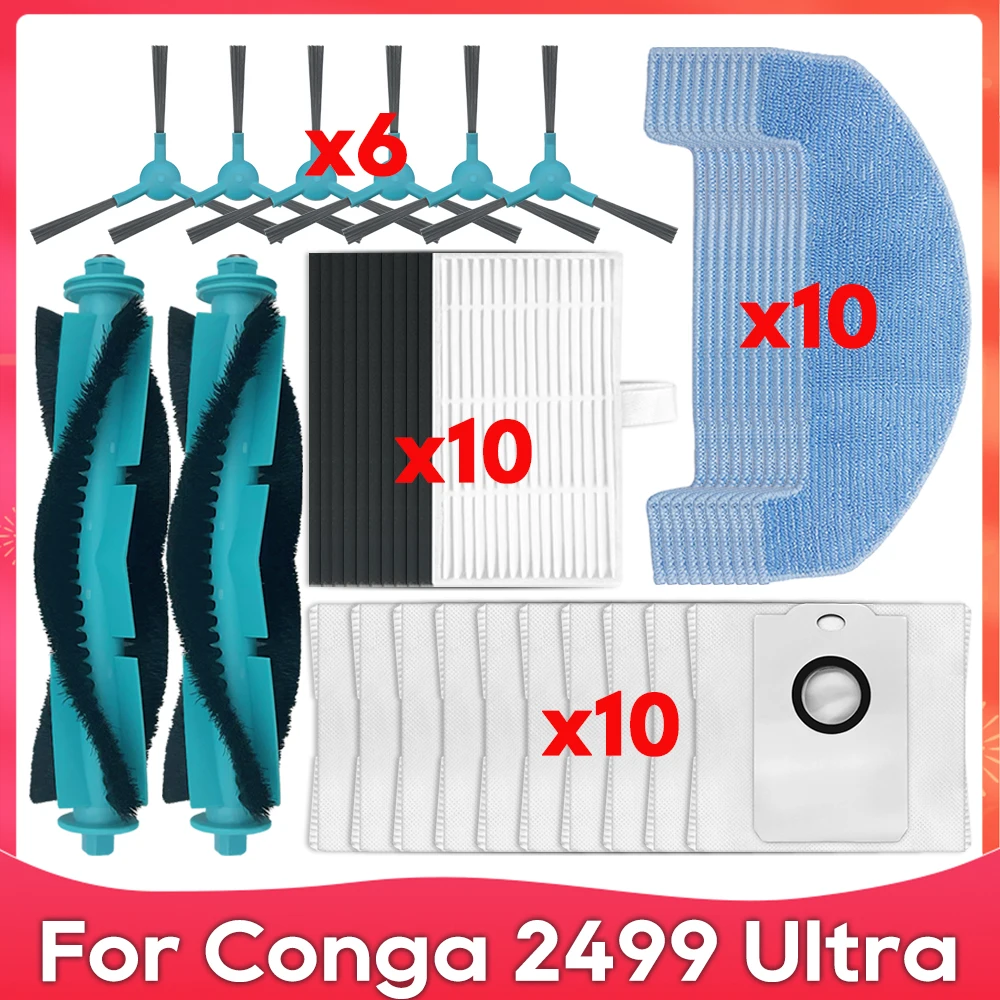 Compatible For ( Conga 2499 Ultra Home Advanced, Titanium, X-Treme, Atvel R80 Base ) Roller Brush Filter Mop Dust Bag Accessory