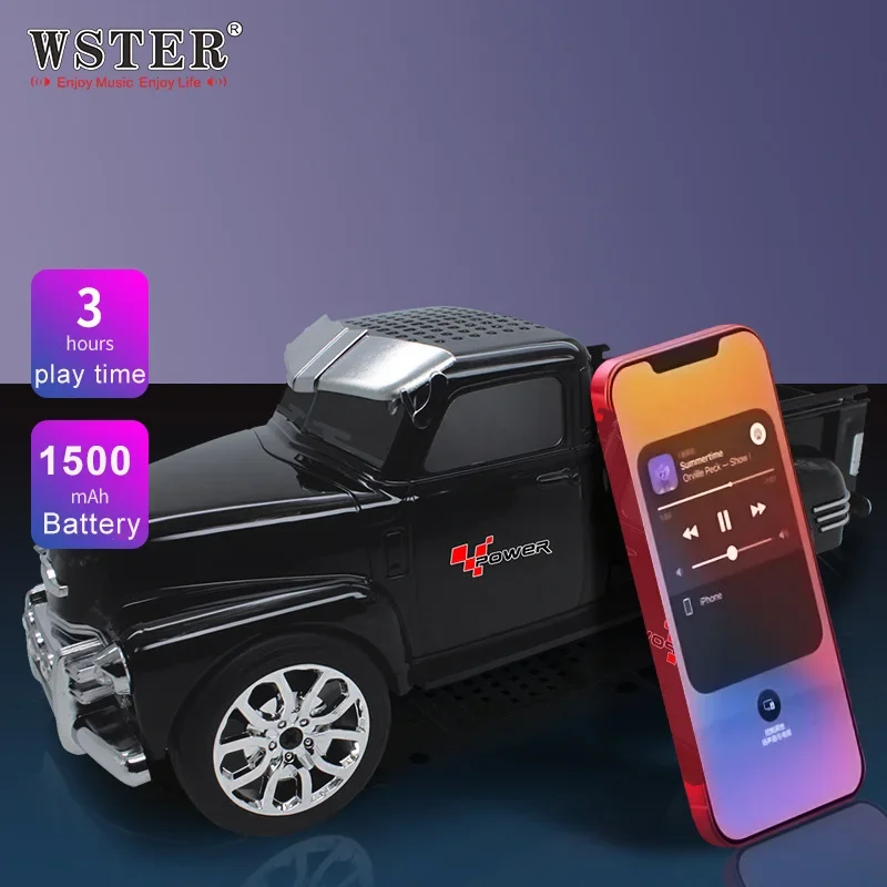 Retro Bluetooth Speaker Rechargeable Subwoofer Classic Car Model Duel Horn HIFI Sound Quality Soundbox U Disk TF Card Fm Radio