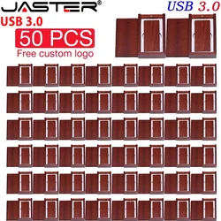 50 PCS LOT USB 3.0 Flash Drive 128GB Free Customer Logo Memory Stick 64GB Wooden Box Pen Drive 32GB Real Capacity Bamboo U Disk