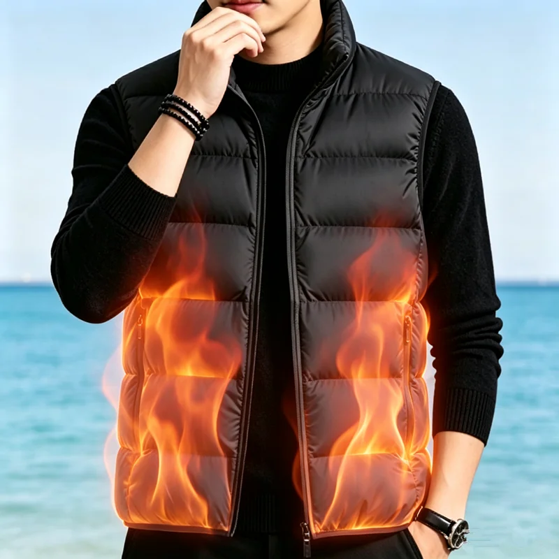 Winter Outdoor Sports and Leisure Thick Sleeveless Windproof and Breathable Vest Fashionable V-neck and Fleece Warm Vest