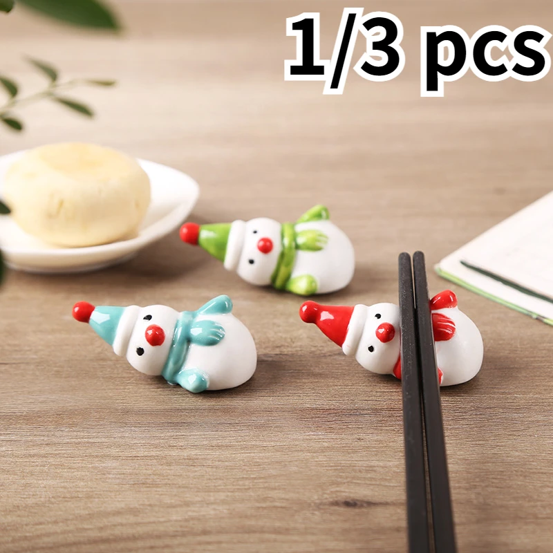 Cute Snowman Ceramic Chopstick Holder Tableware Japanese Style Underglaze Restaurant Simple Spoon Bracket Utensil for Kitchen