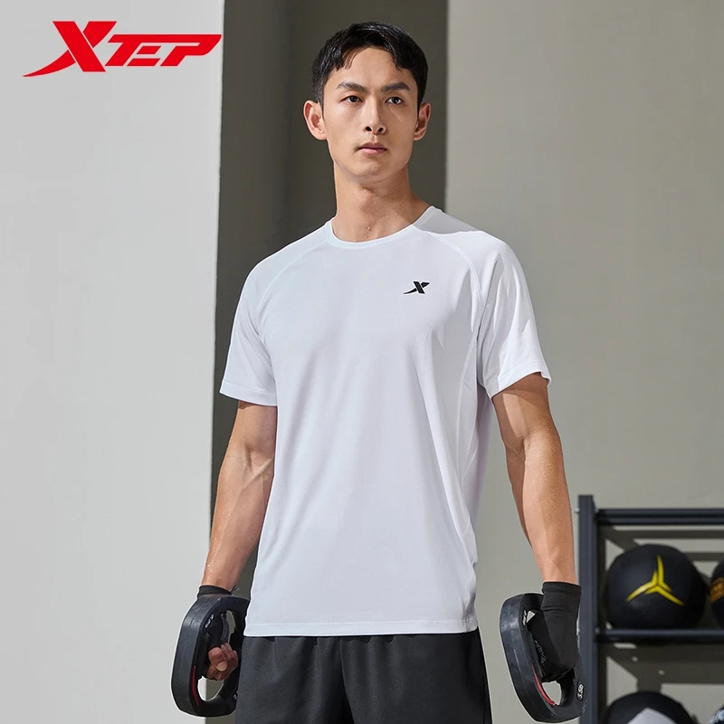 Xtep Short Sleeve Knitted Shirt For Men 2024 Summer Sweat-Absorbing Men\'s T-shirt Training Comfortable Outdoor Tops 876229010108