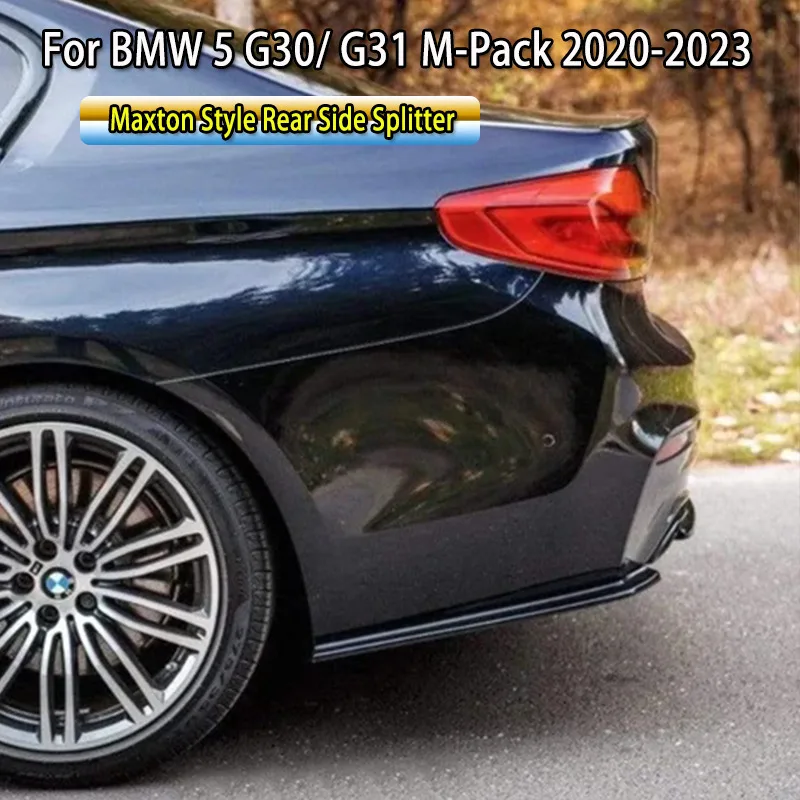 maxton-スタイル車のリアバンパーサイドスプリッター-bmw-g30-g31-m-パック-525i-530i-540i-2017-2023-グロスブラック-2-個リアサイドディフューザー