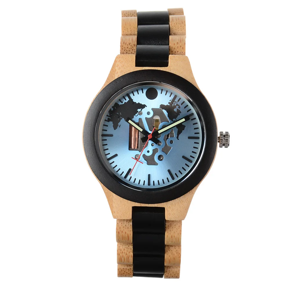 Wooden Wristwatch Unisex Fashion Matte Luminous Dial Light Fold Clasp Gift Watch