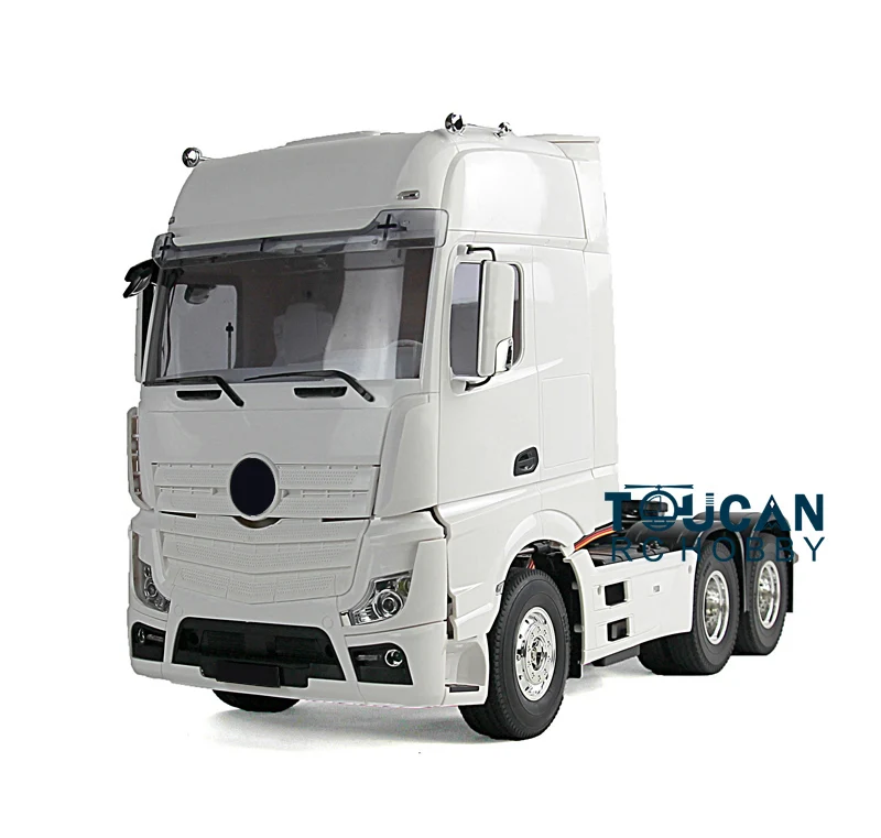 Zestawy US Stock 1/14 Skala RC 3-osiowy Ciągnik Ciężarowy Niemalowany Niezmontowany Samochód Radiowy z Przyczepą KIT Model DIY z Silnikiem Zabawki