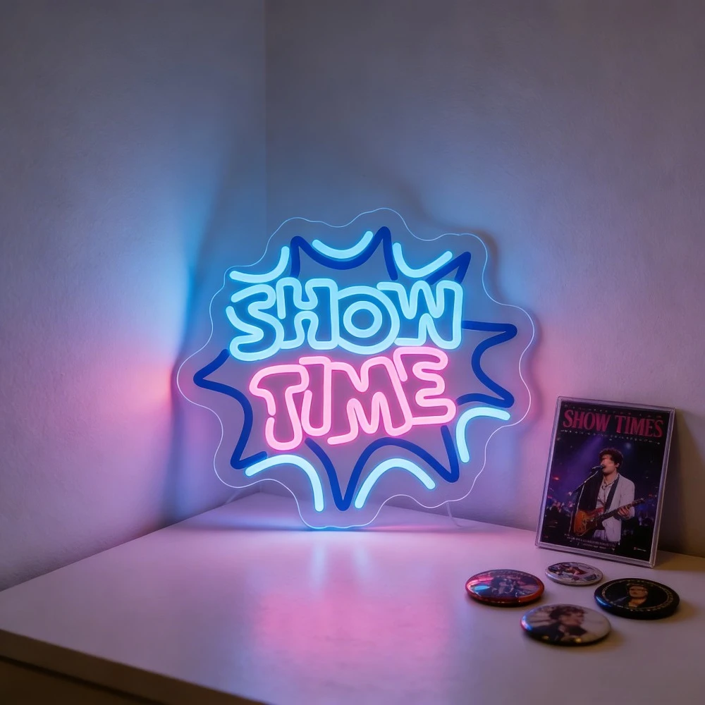 

Неоновая вывеска Show Time для декора стен, USB-светильник для дома, неоновая подсветка для декора, диммируемая светодиодная неоновая лампа для театра, игровой комнаты, декоративный светильник