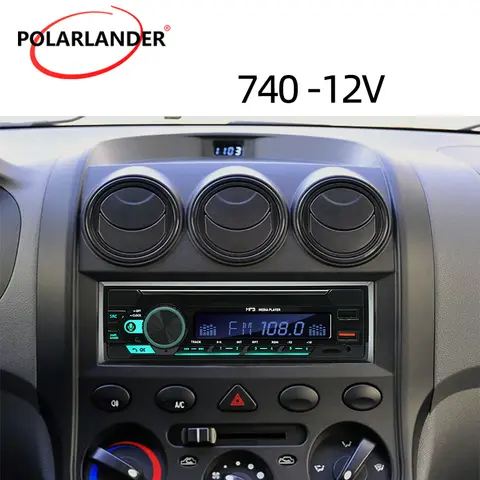 Tek Din Araç MP3 Çalar 740 - Bluetooth FM Radyo 2 USB Hızlı Şarj 4*60W AUX RCA Çıkış Siyah