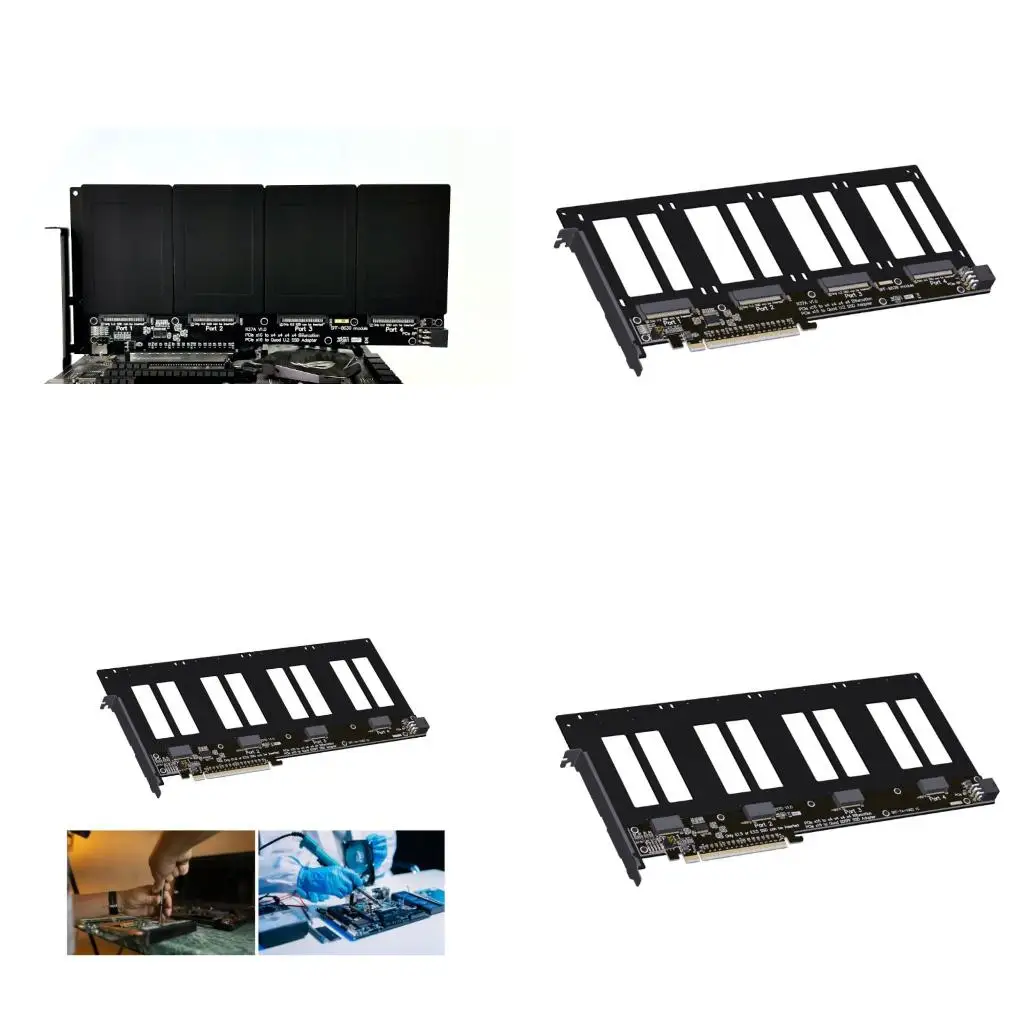 PCIE 5.0 X16 to 4 Port EDSFF Hard Drive Split Adapter Expansion Card 1 Drive 4 Data Transfer Card for E1.S E3.S