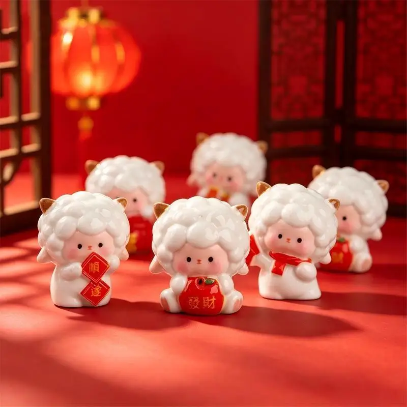 2027 Year of the Goat Lucky Decor 1/6Pcs Small Sheep Statues for Spring Festival Family Gathering Ornament
